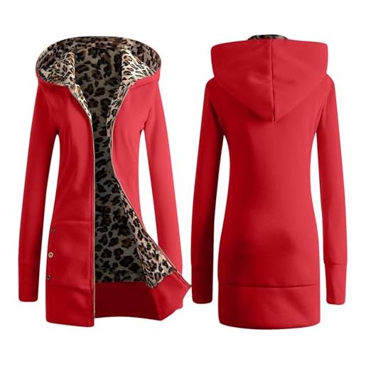 DUOYANGJIASHA Felpa Con Cappuccio Tunica Lunga Invernale Da Donna - Morbida In Pile, Con Tasca Frontale, Taglie Forti Fino A XXX-Large
