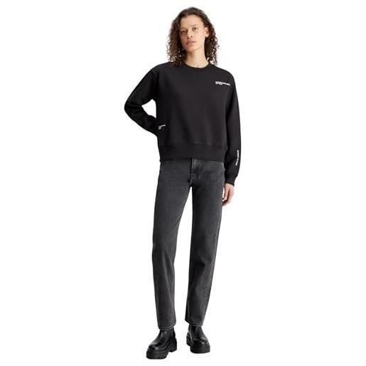 Calvin Klein jeans multi placement crew neck j20j222544 felpe, nero (ck black), m donna