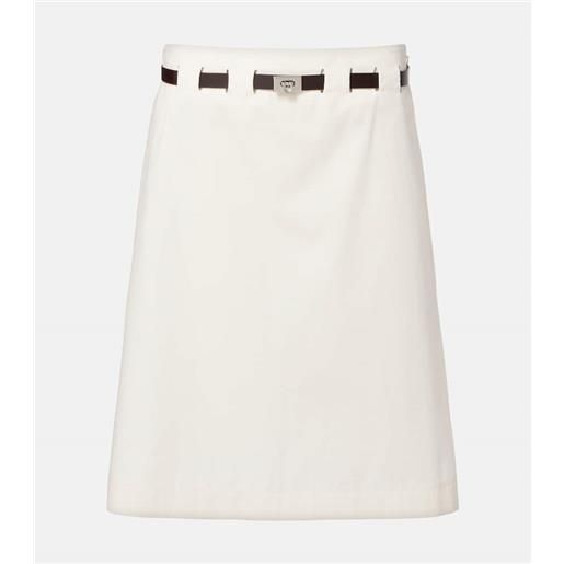 Ferragamo minigonna in cotone e seta con cintura