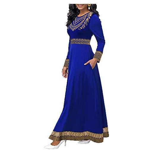 DOTBUY-SHOP elegante muslim dress woman abaya islamic donna maxi moda maniche lunghe girocollo kaftan caftan dubai vintage casual loose per vita quotidiana plus size