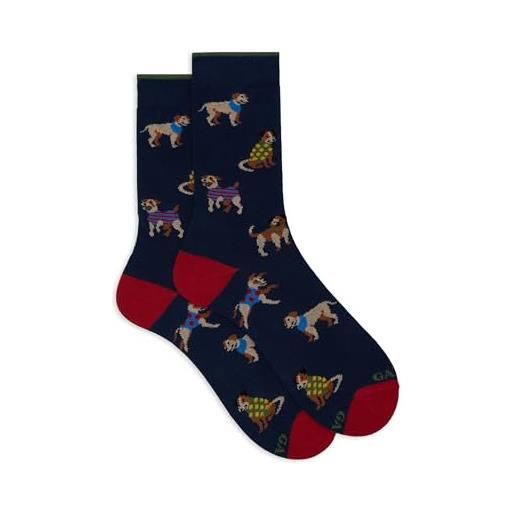 Gallo calze corte uomo blu fantasia cani