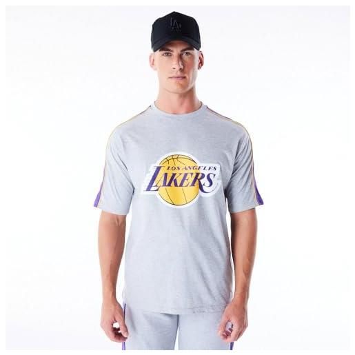 New Era t-shirt oversize unisex nba panel oversize los angeles lakers grigio mélange true purple t-shirt