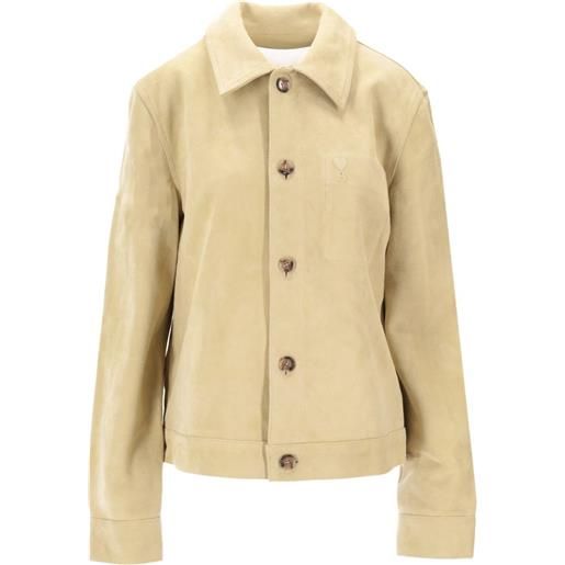 AMI Paris giacca in pelle con bottoni - toni neutri