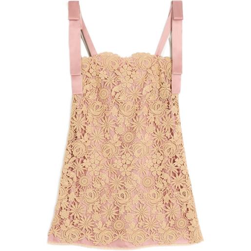 Valentino Garavani abito corto in pizzo guipure - toni neutri
