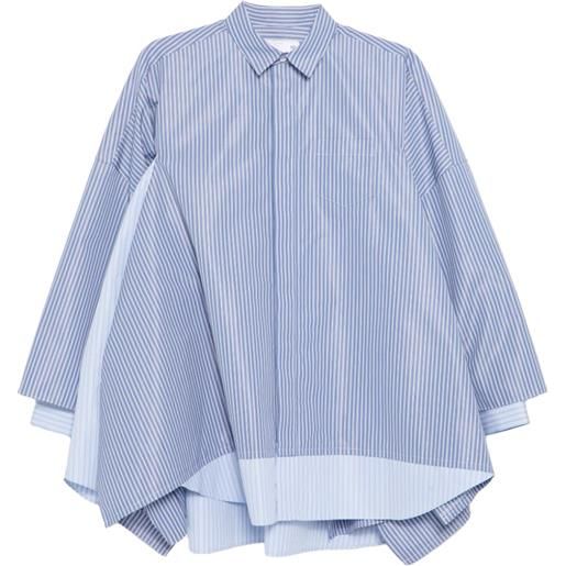 sacai camicia a righe in popeline - blu