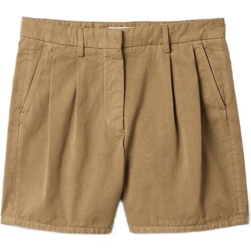 Miu Miu shorts sartoriali con logo - marrone