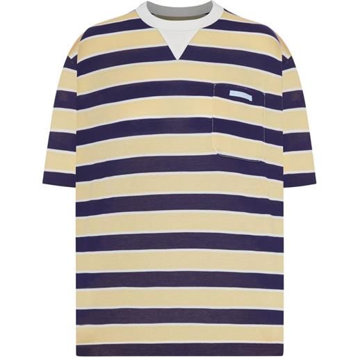 Prada t-shirt bayadere a righe in cotone - giallo