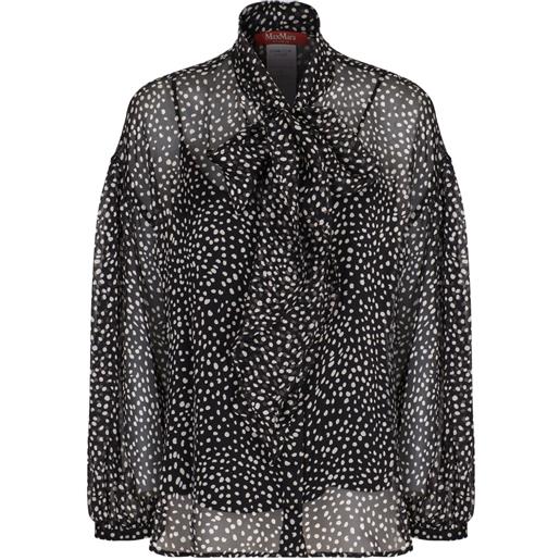 Max Mara blusa a pois semi trasparente - nero