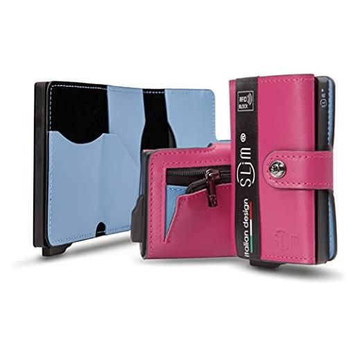 GOIACII - Portafogli da donna in pelle con chiusura a due piazze e motivo floreale, porta carte con blocco RFID