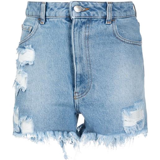 GCDS shorts denim con effetto vissuto - blu