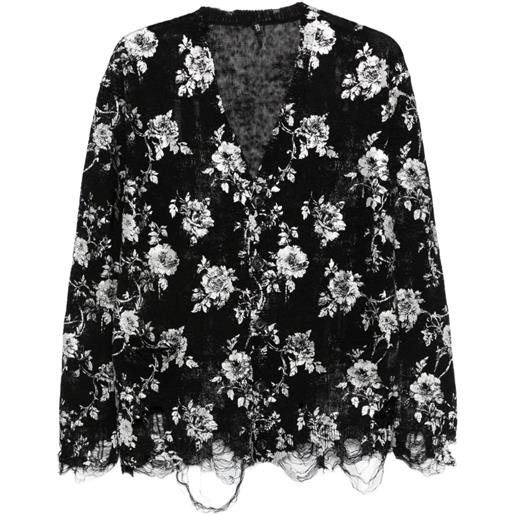 R13 cardigan a fiori - nero