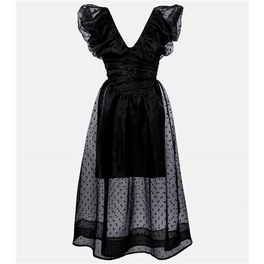 Ganni abito midi in organza a pois