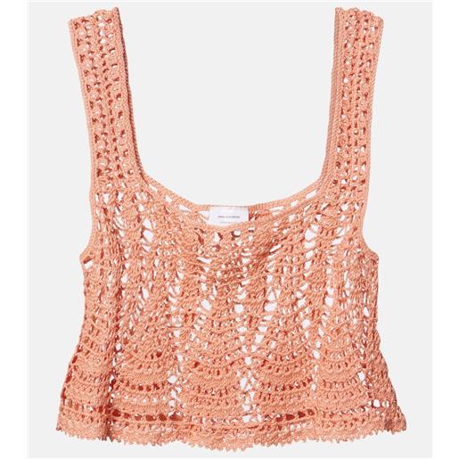 Anna Kosturova top cropped cotillion in crochet di cotone