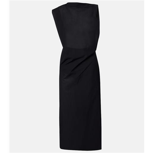 Jacquemus abito midi drap in popeline di misto cotone