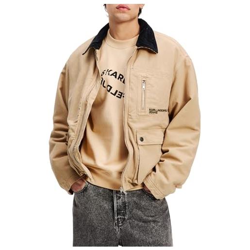 KARL LAGERFELD JEANS, uomo, giacca da lavoro, vestibilità regolare, marrone, m