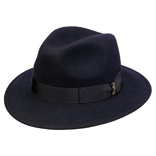 Borsalino cappello in lana piemonte traveller donna/uomo - made italy di feltro con nastro grosgrain, grosgrain inverno autunno/inverno - 57 cm blu scuro
