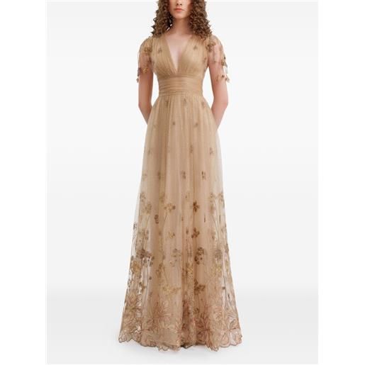 Gemy Maalouf abito da sera con scollo a v - toni neutri