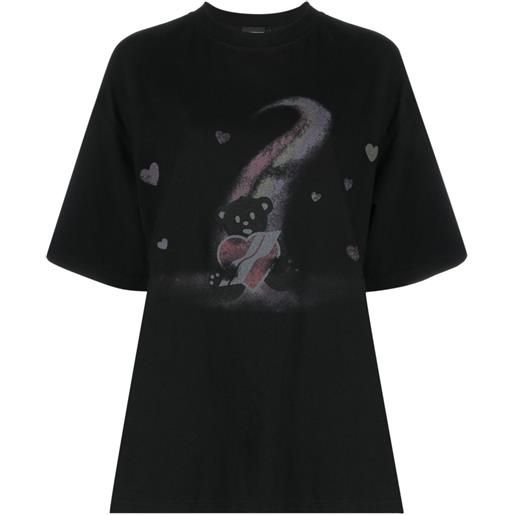 We11done t-shirt teddy bear con stampa - nero