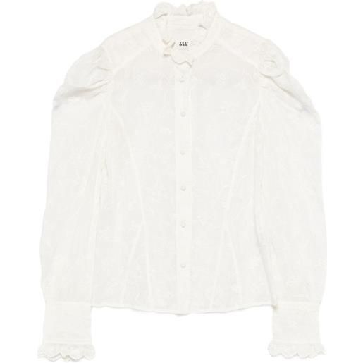 ISABEL MARANT blusa zorica in seta e cotone con ricamo - bianco