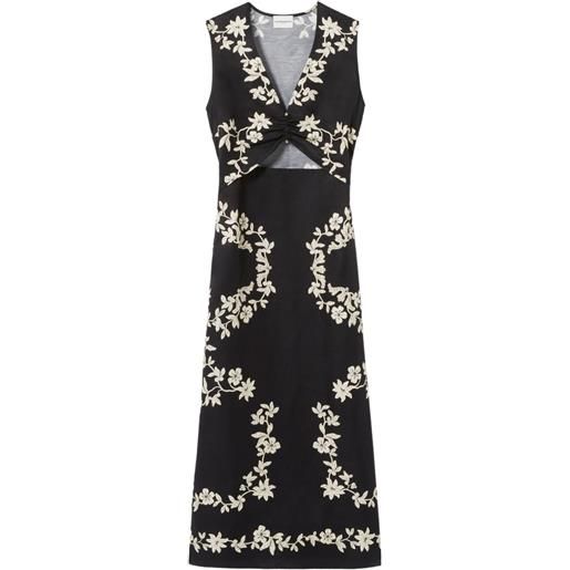 Claudie Pierlot abito lungo a fiori con cut-out - nero