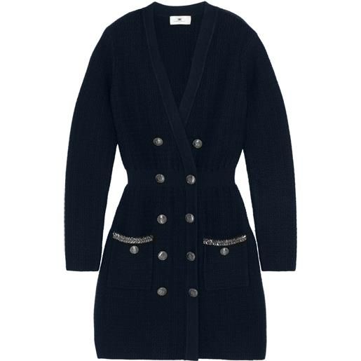Elisabetta Franchi abito bouclé modello cappotto - blu