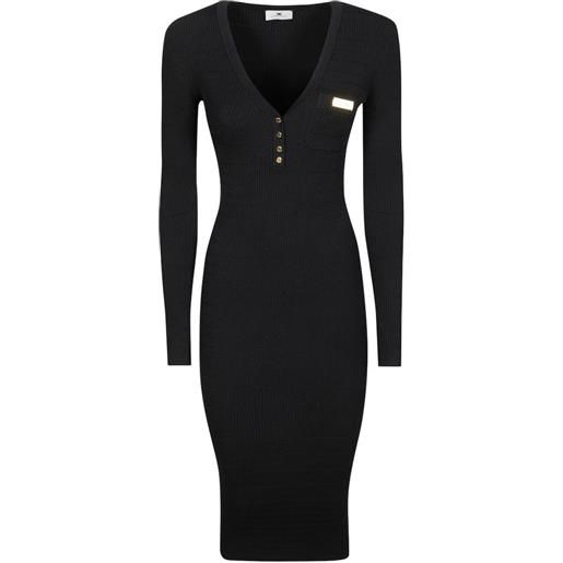 Elisabetta Franchi abito midi con scollo a v - nero
