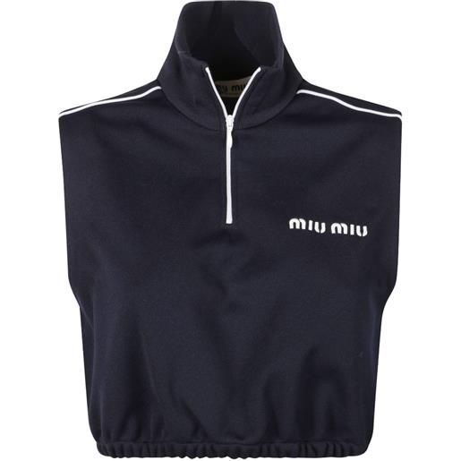 Miu Miu canotta crop con zip - blu