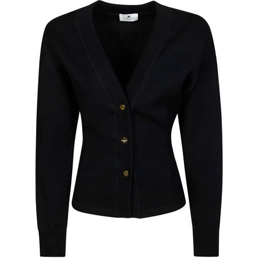 Elisabetta Franchi cardigan con logo e bottoni - nero