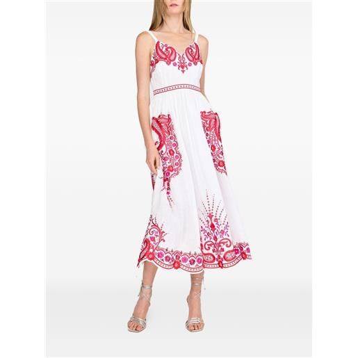 Christy Lynn abito midi holly con ricamo a fiori - bianco