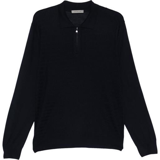 Corneliani polo con zip - blu