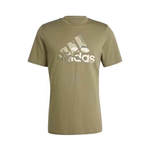 Adidas uomo camo badge of sport graphic tee, olive strata, m