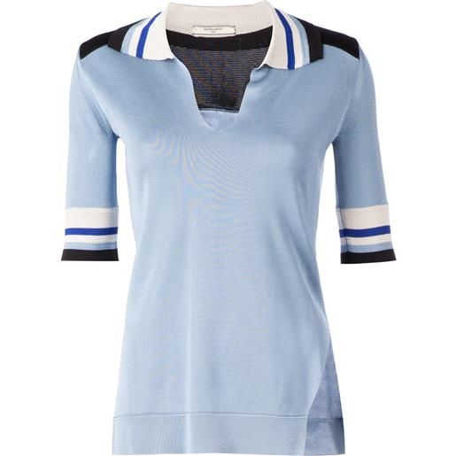 Bouchra Jarrar contrast yoke polo shirt - blu