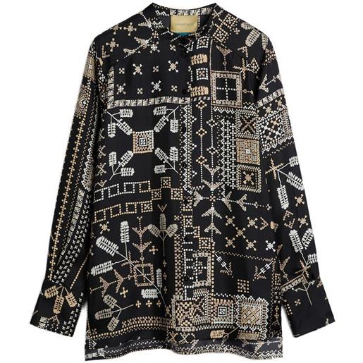MOMONÌ camicia a fantasia - nero