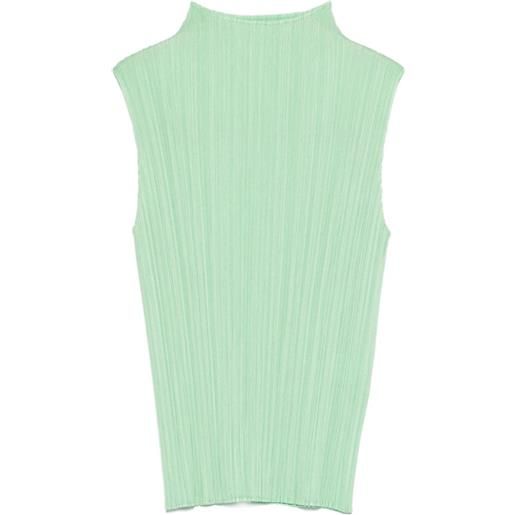 Pleats Please Issey Miyake canotta a collo alto - verde