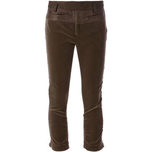 Haider Ackermann velour effect cropped trousers - marrone