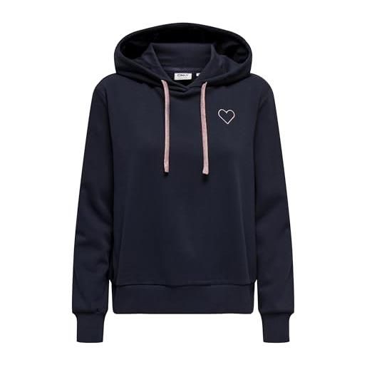 ONLY onlnoli da donna l/s heart hood swt, cielo notturno, xs