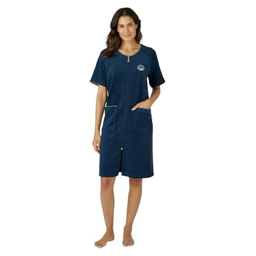 Damart - vestito rilassante spugna donna, blu marino, 50-52/l