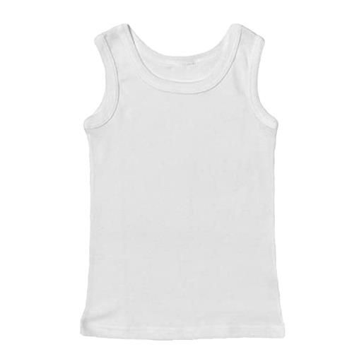 BIMBISSIMI 3 pezzi canottiere vl310r bimbi da 3 a 16 anni, tinta unita, colore bianco. Bianco tg 5