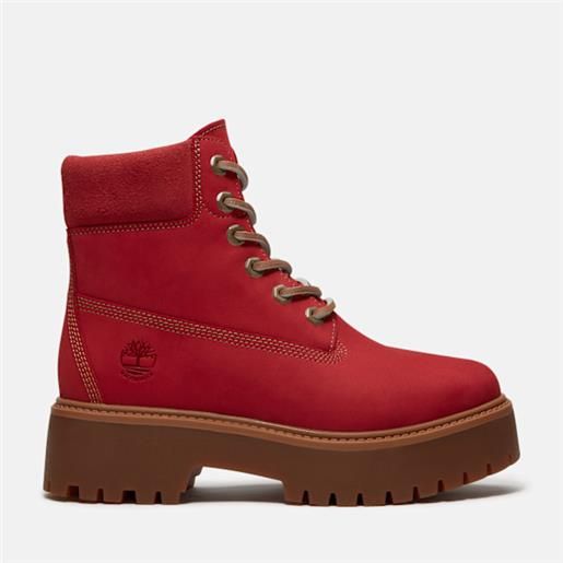 Timberland - stivale impermeabile con plateau stone street 6-inch da donna in rosso, donna, rosso, taglia: 37