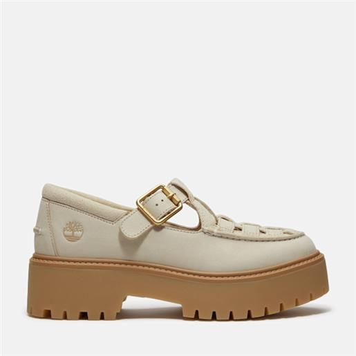 Timberland - scarpa con plateau e fibbia stone street da donna in beige chiaro, donna, beige, taglia: 36
