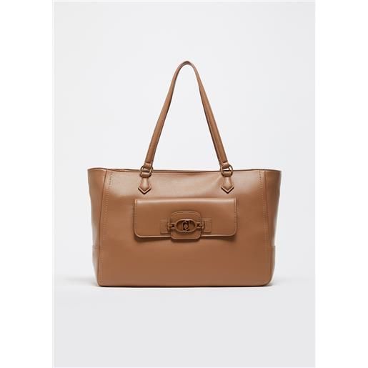 LIUJO liu jo shopping bag grande con logo, beige