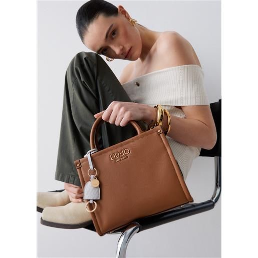 LIUJO liu jo borsa a mano piccola con charm, marrone