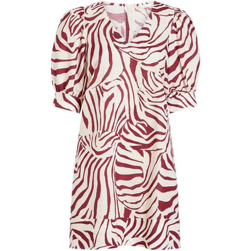 Marie Oliver abito ola corto con maniche a palloncino - toni neutri