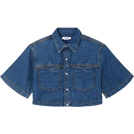RE/DONE camicia crop a maniche corte - blu