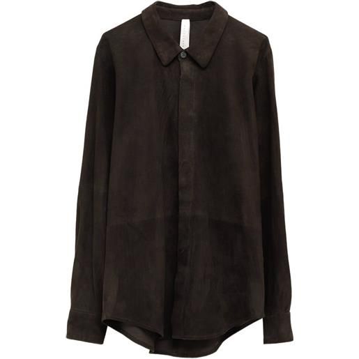 Lauren Manoogian camicia in pelle scamosciata con bottoni - grigio