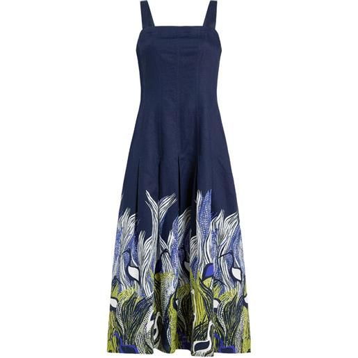 Marie Oliver abito midi dixon con scollo quadrato - blu