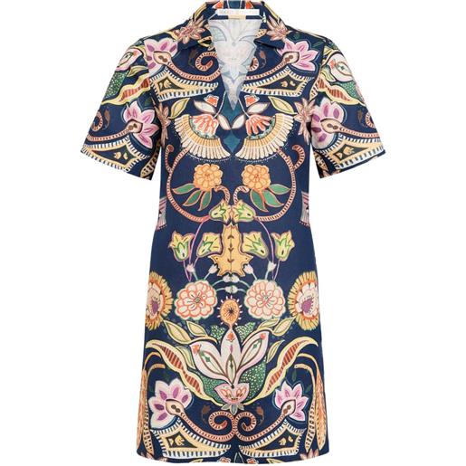 Marie Oliver abito corto dede a fiori con scollo a v - blu