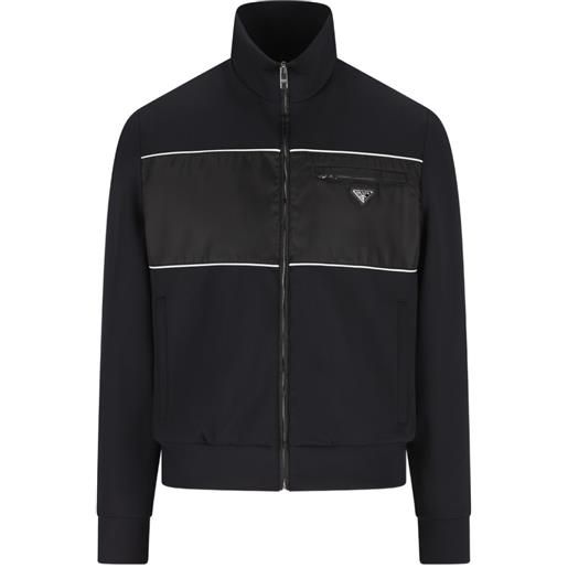 Prada giacca biker con applicazione - nero
