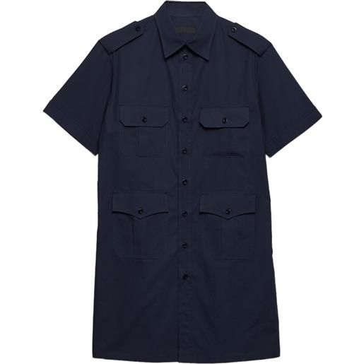 Prada camicia a maniche corte con tasche applicate - blu