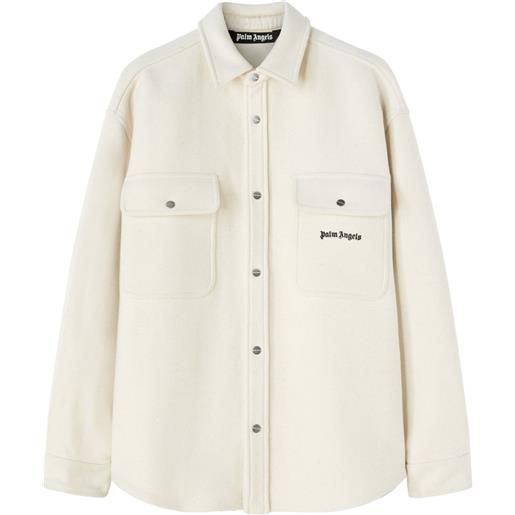 Palm Angels giacca-camicia con ricamo - bianco
